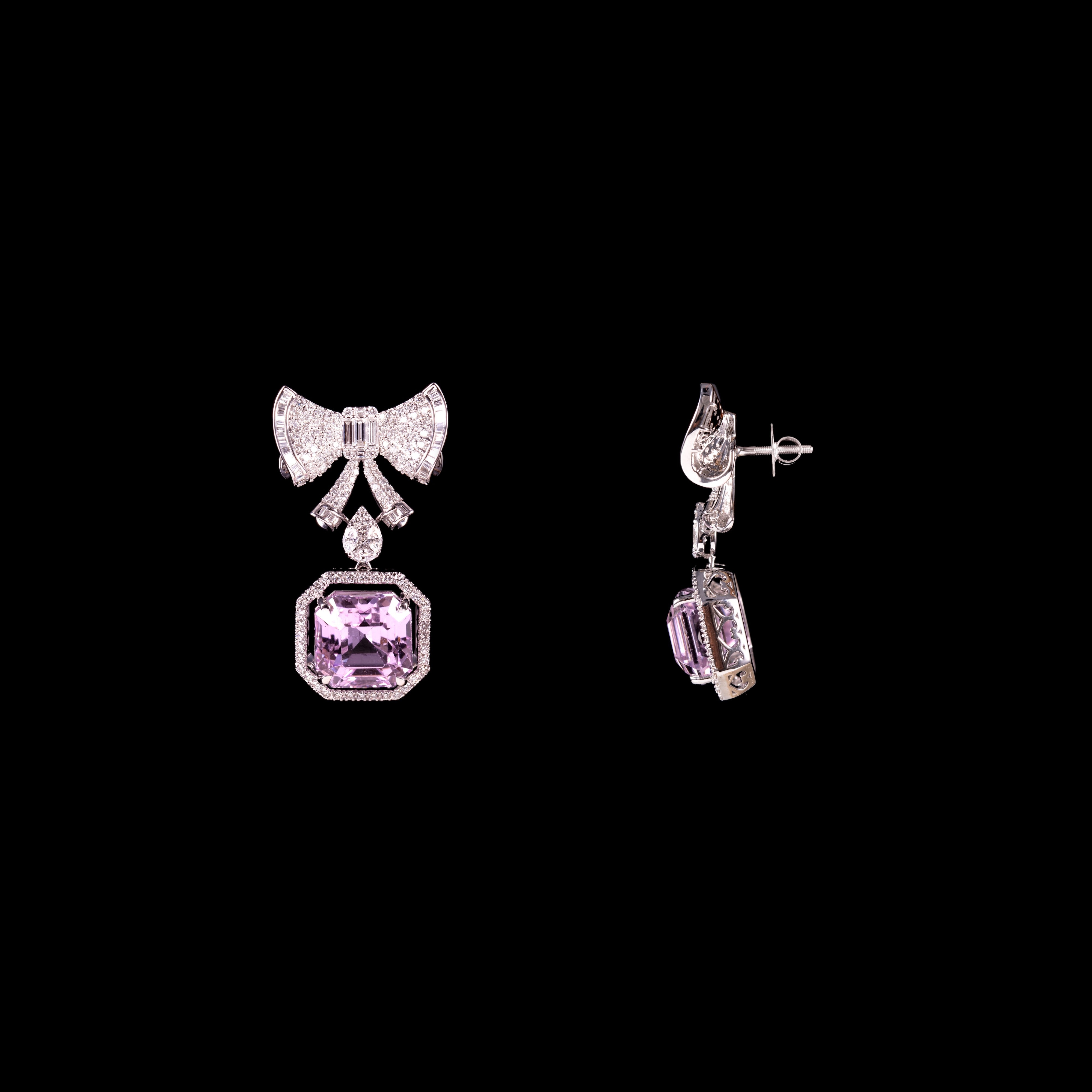Incandescent Bow Kunzite Earrings