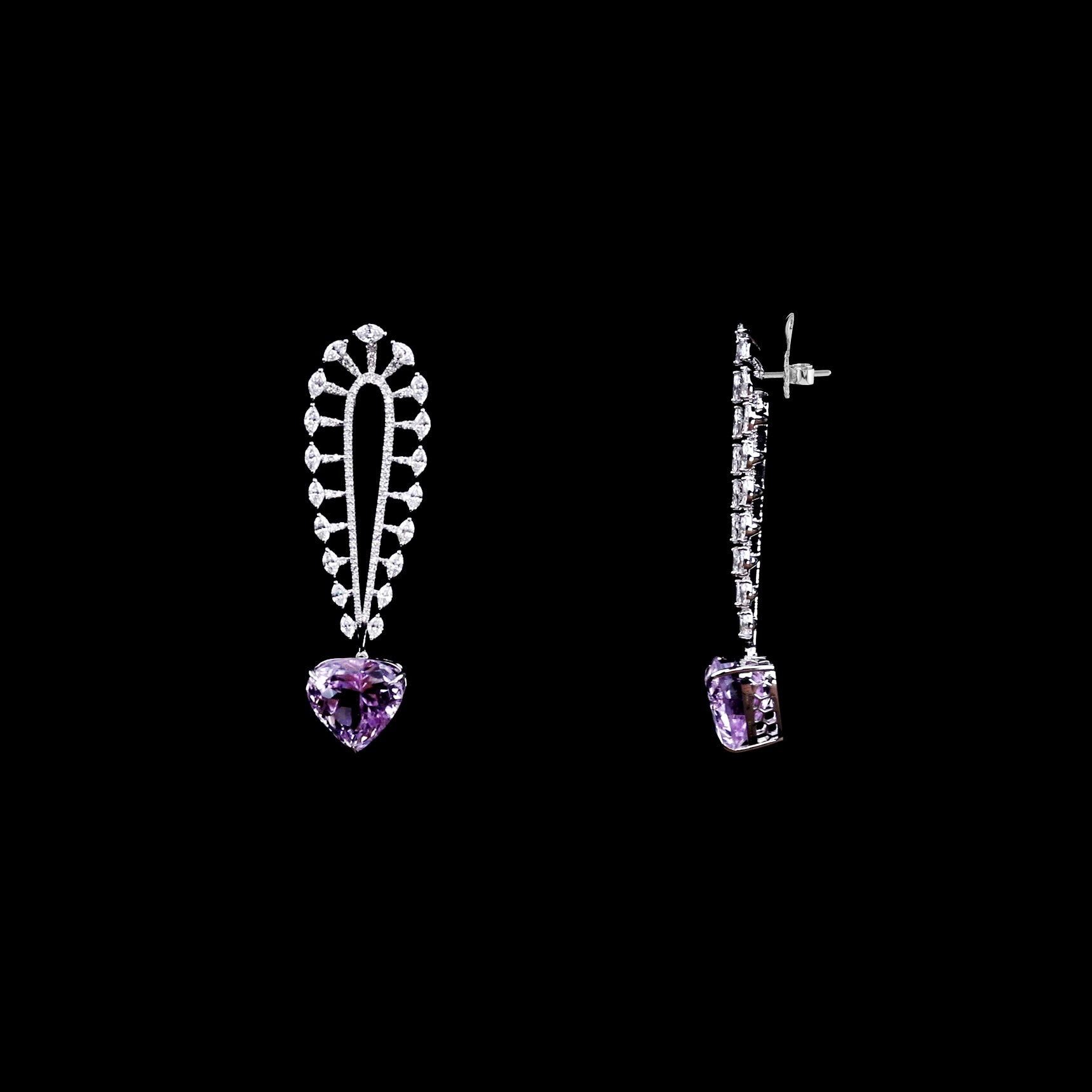 Pink Hearts Kunzite Earrings