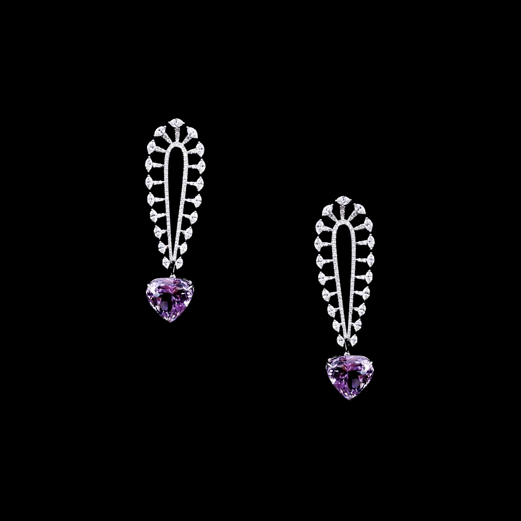 Pink Hearts Kunzite Earrings
