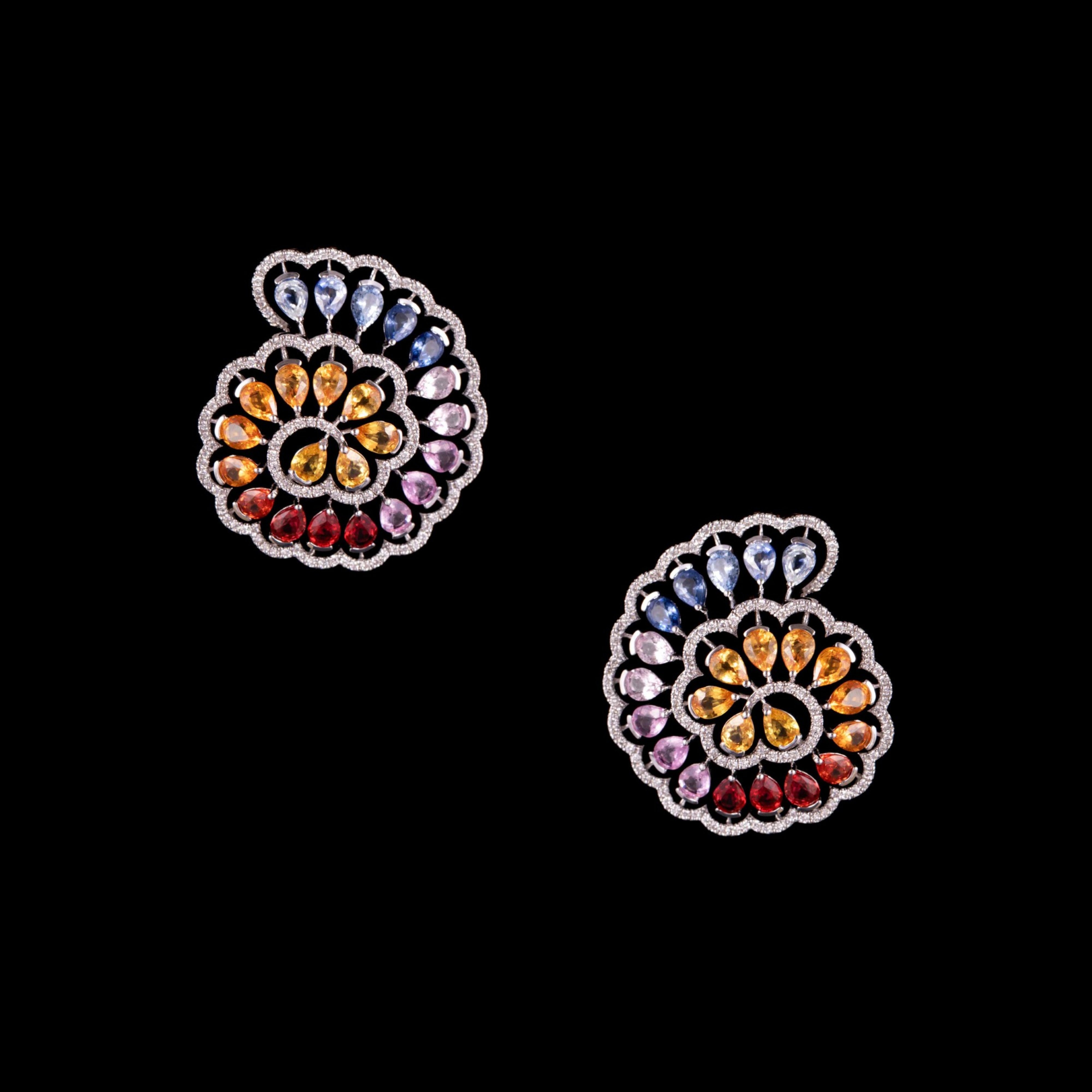Color Wheel Rainbow Sapphire Earrings