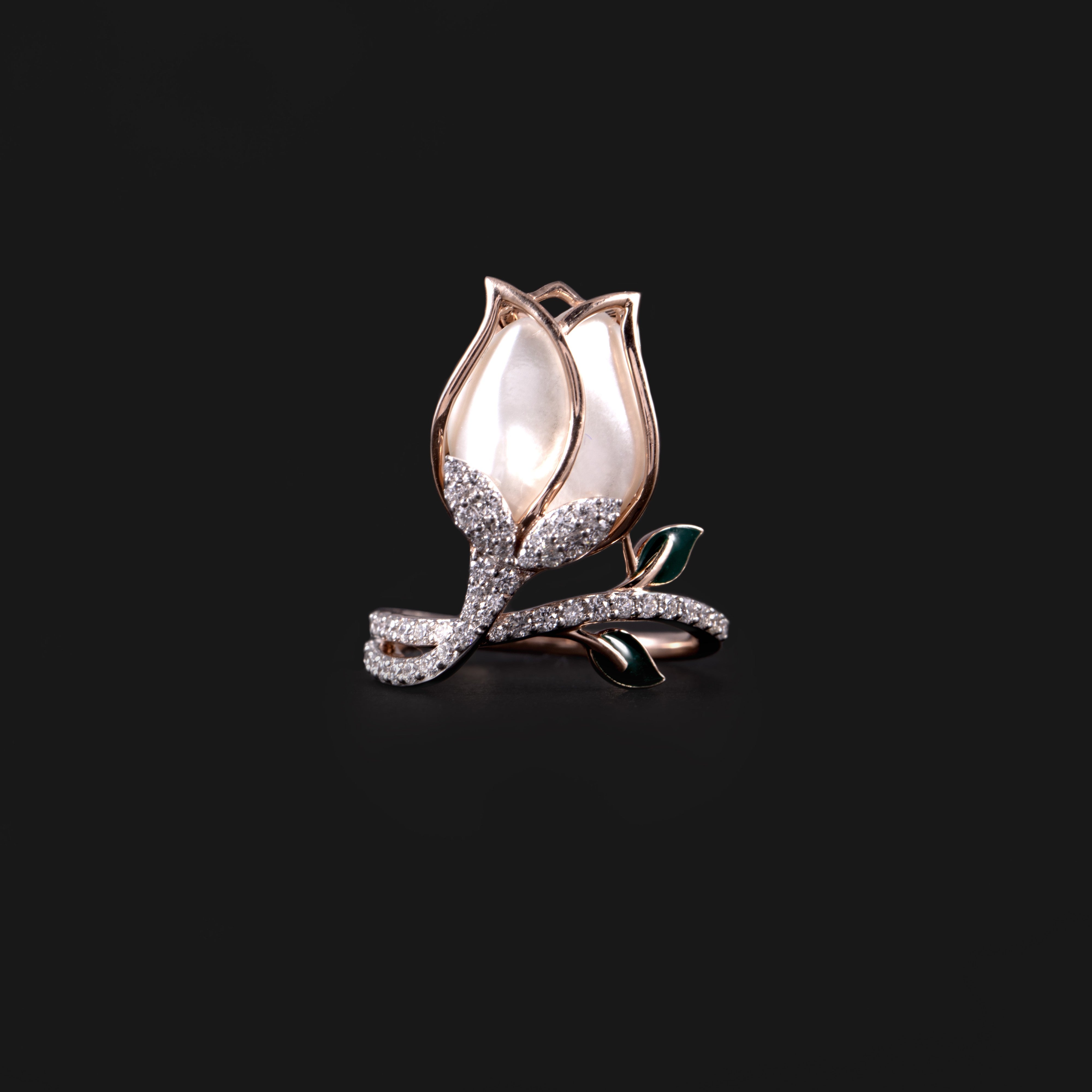 Pink Lotus Baroque Pearl Ring