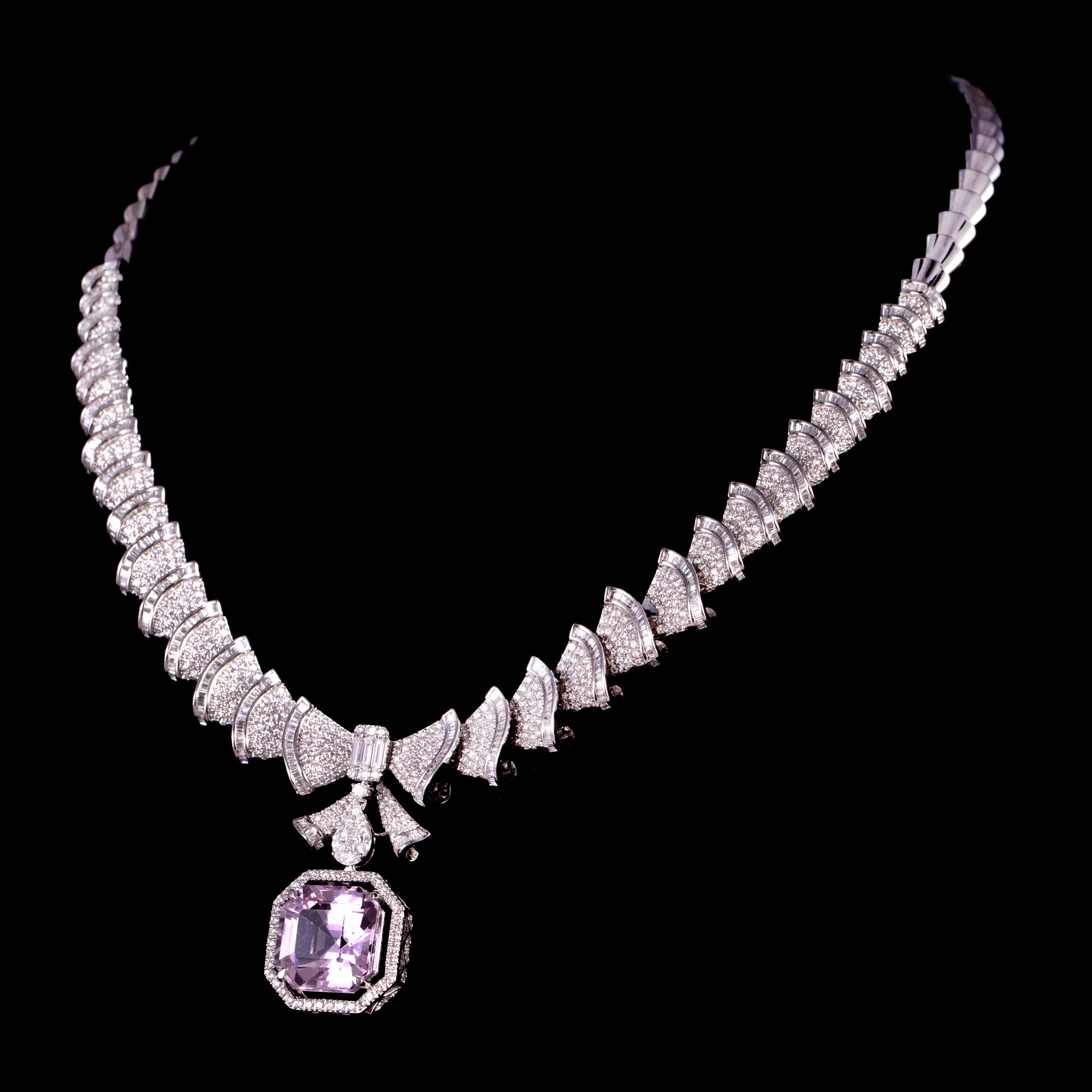 Incandescent Bow Kunzite Necklace