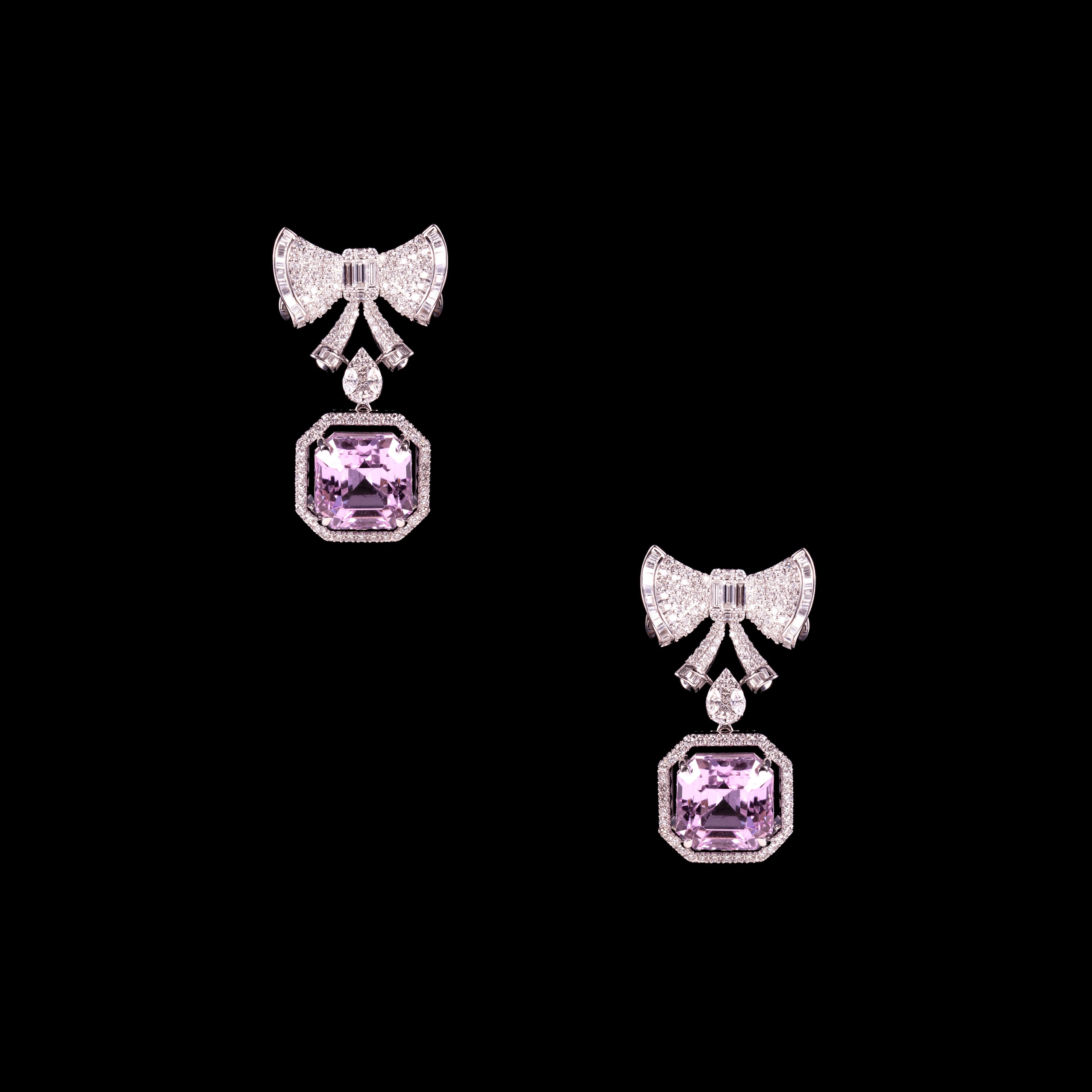 Incandescent Bow Kunzite Earrings