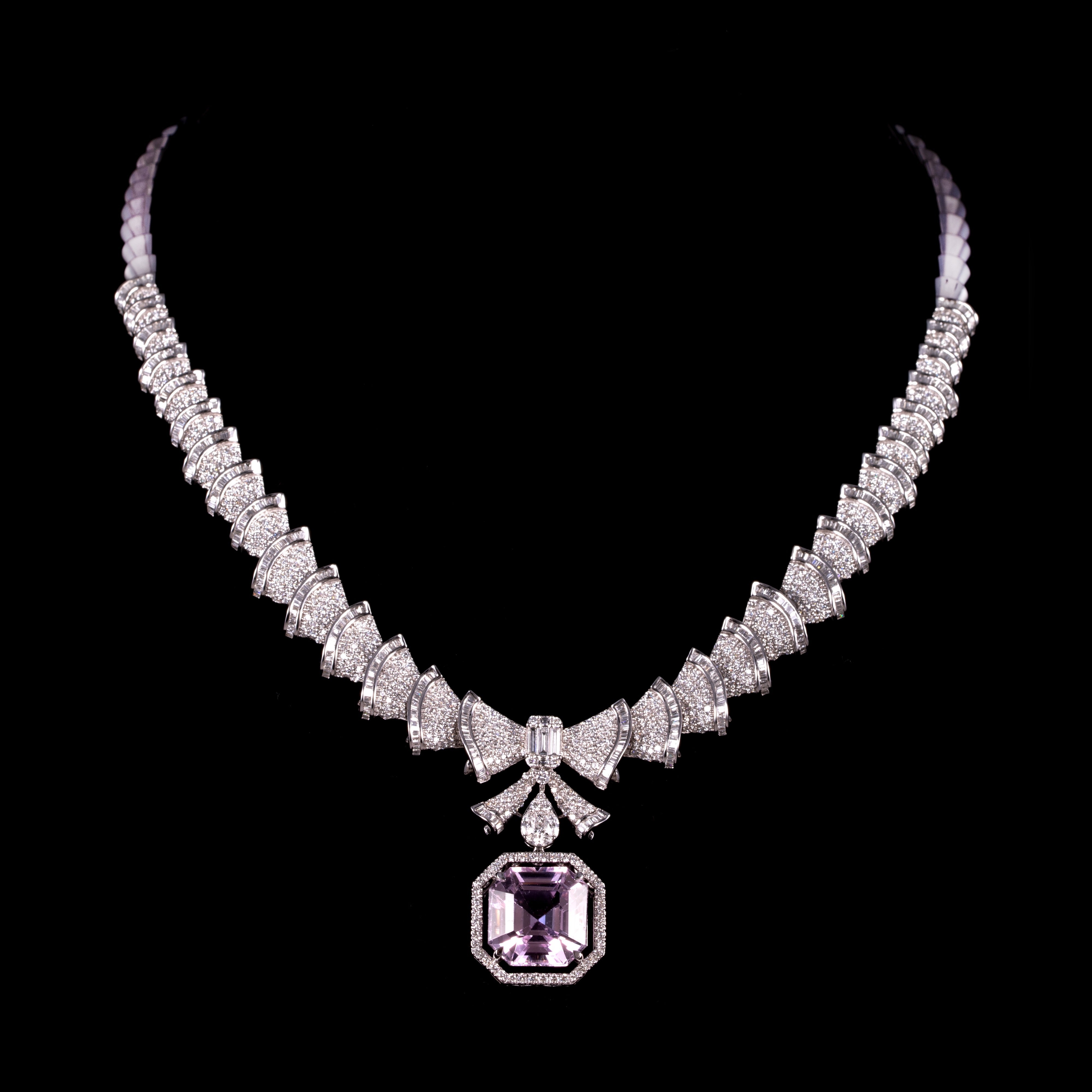 Incandescent Bow Kunzite Necklace