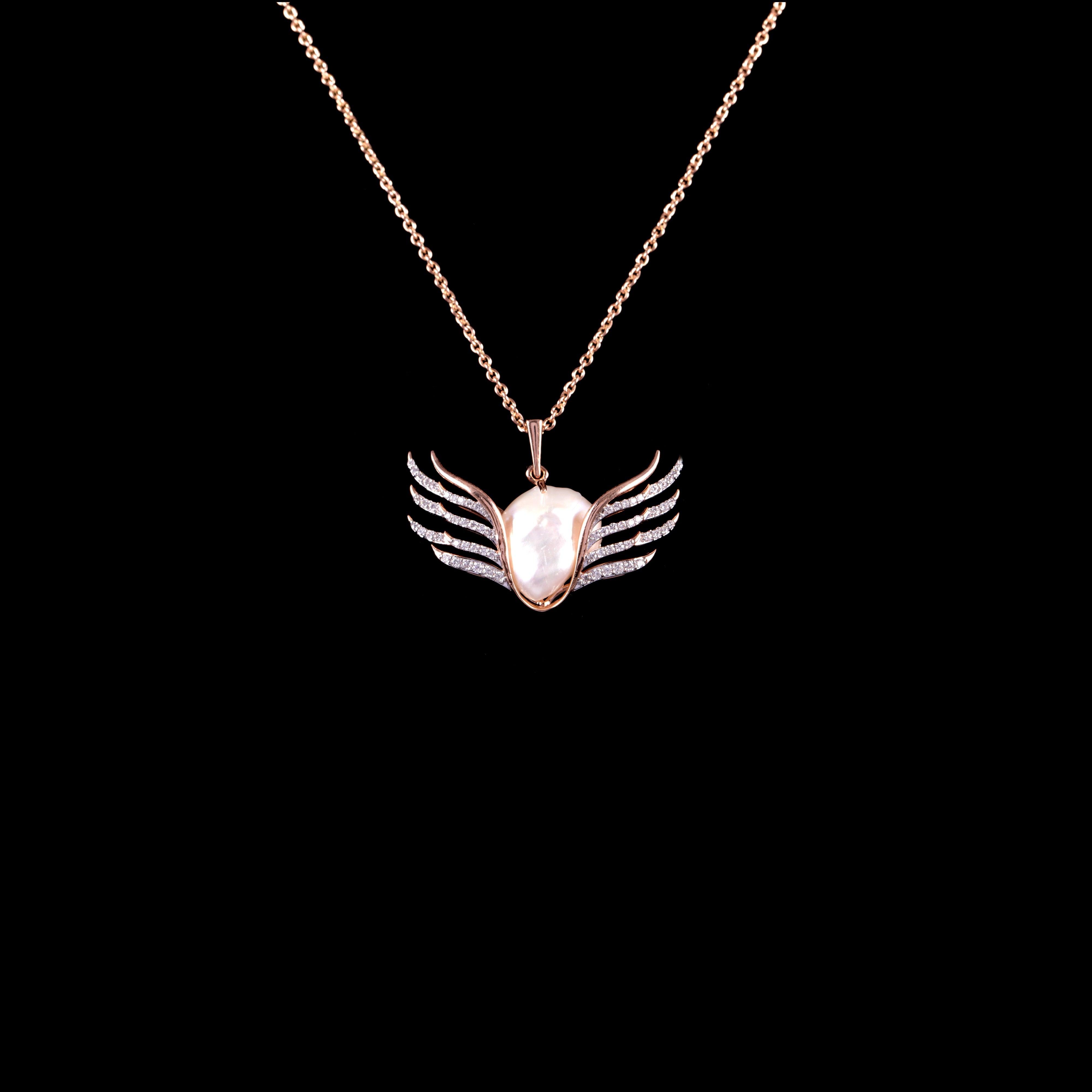 Seeker’s Wing Baroque Pearl Pendant