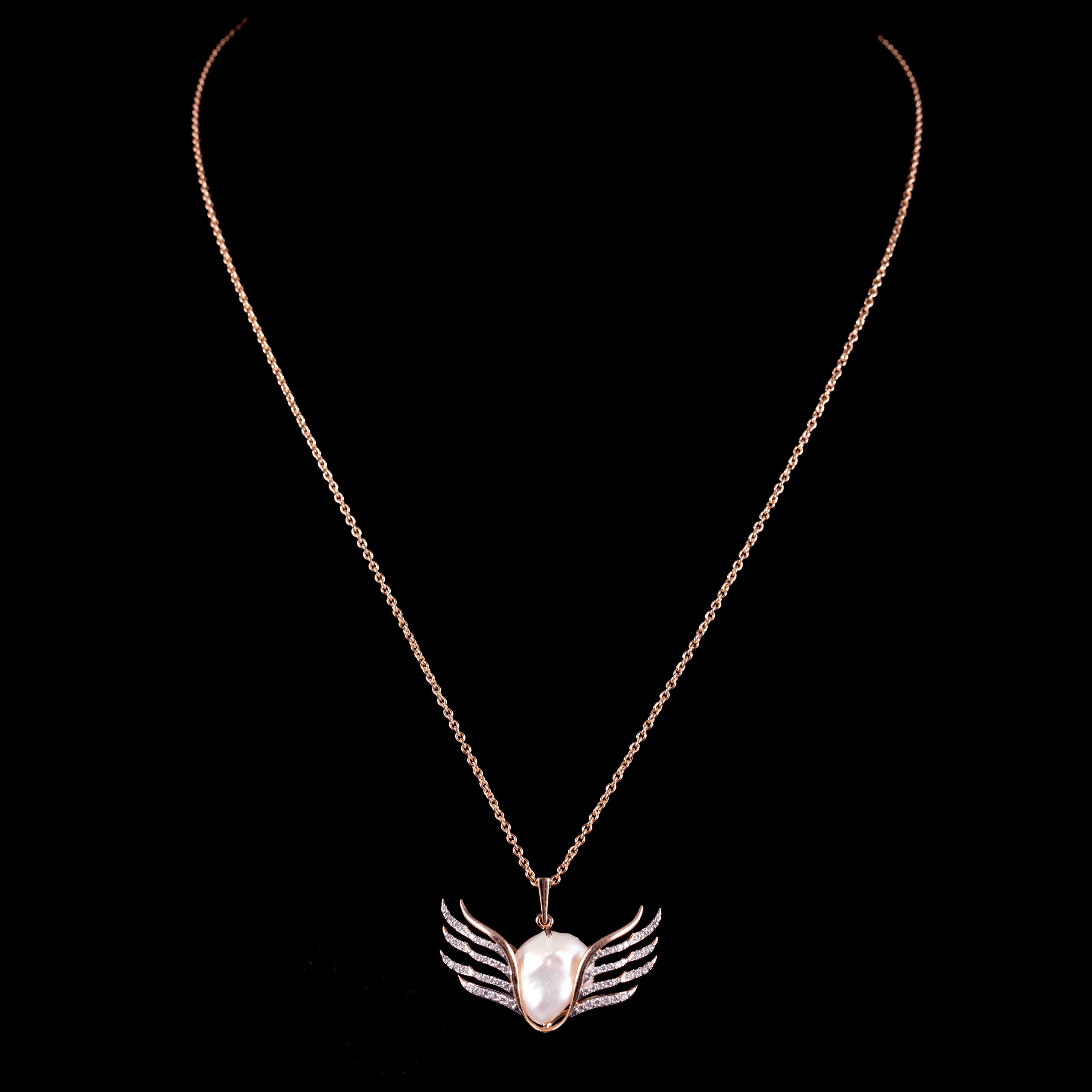 Seeker’s Wing Baroque Pearl Pendant